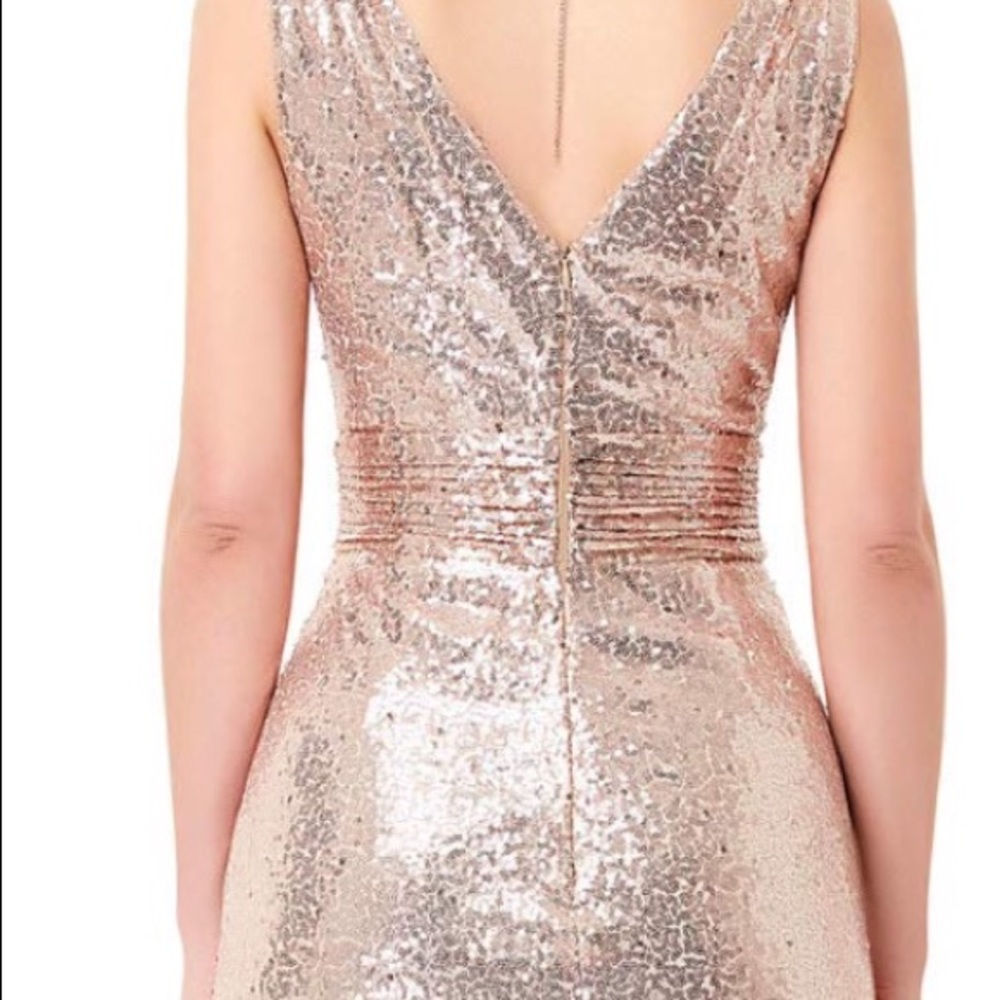 Maxi rose gold bridesmaid dress